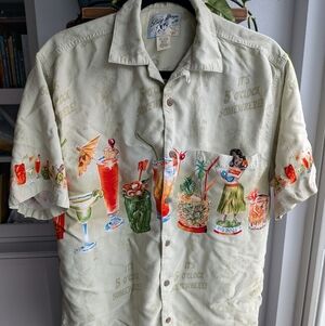 🐶 Vintage Big Dogs "It’s 5 O’Clock Somewhere" Rayon Hawaiian Shirt